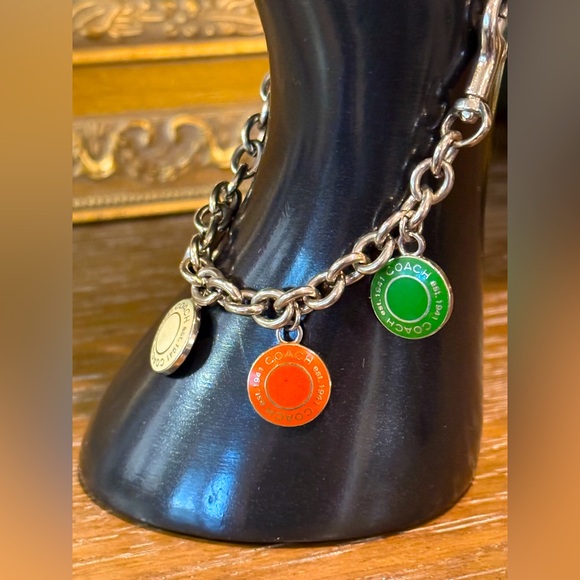 COACH Silver Tone Enamel Charms in a Variety of Colors on Original 9” Chain EUC - Picture 9 of 11